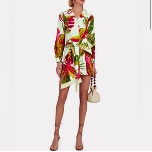 FARM Rio Red and Green Asymmetrical Wrap Dress